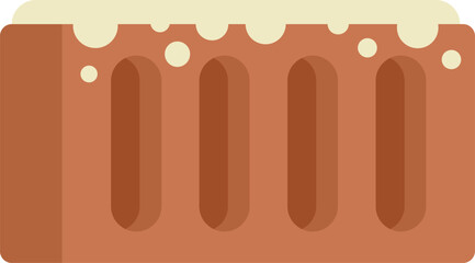 Single construction brick with cement mortar being laid for building walls, isolated on a white background