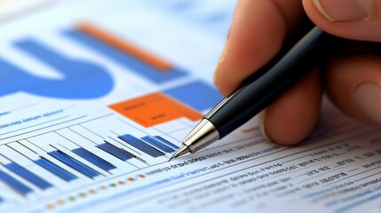 A financial advisor giving investment advice, with a focus on charts, graphs, and detailed financial data
