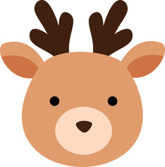 Cute deer head flat vector.
Deer face cartoon svg.