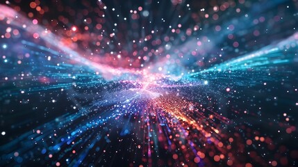 Obraz premium Futuristic Digital Universe Simulation in Quantum Computer Symbolizing Vast Potential