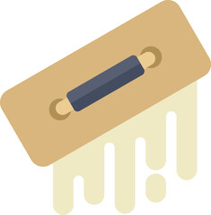 Flat construction trowel spreading wet cement, plaster, or concrete in an isometric vector illustration