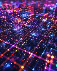 Glowing Quantum Grid Visualizing the Interconnected Potential of Parallel Computing