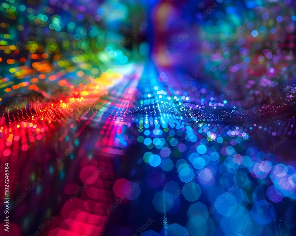 Poster visualizing the quantum realm swirling clouds of colorful data symbolizing the mysteries of quantum 