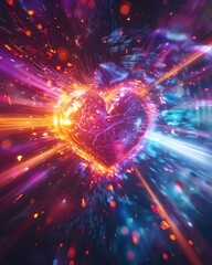 Obraz premium Quantum Supercomputer Beating Heart of Future Tech Radiating Cosmic Energy