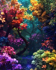 Surreal Digital Forest Rendered in Vivid Transformative Colors
