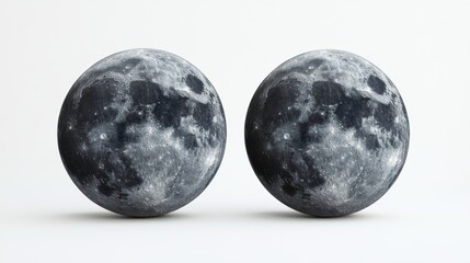 Naklejka premium Two identical moons on a white background.