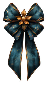 Dunkel-gr&uuml;ne doppelt gebundene Dekoschleife mittelerlterlich mit godener Bord&uuml;re und Brosche,