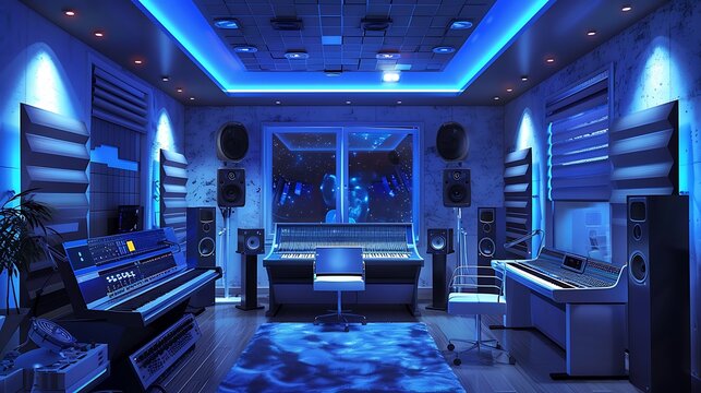 Interior of a modern recording studio