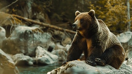 Obraz premium Large carpathian brown bear portrait wild animal