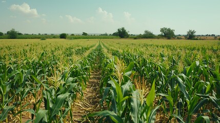 Fototapeta premium large maize field at the roadside