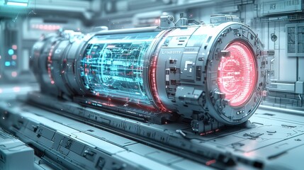 Detailed stock illustration in Cerulean Neon Magenta and Gray colors representing Liquidity Planning incorporation Cryogenic Chambers