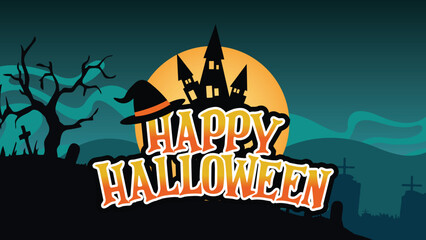 Happy halloween text banner, poster, background for halloween  party or nigh