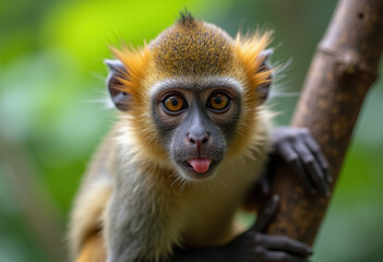 Fototapeta premium Curious monkey in a tree