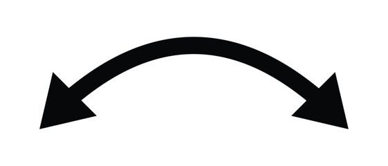 Dual sided arrow Vector.  Semicircular curved wide short double ended arrow.  Dual semi circle arrow.  Vector illustration.