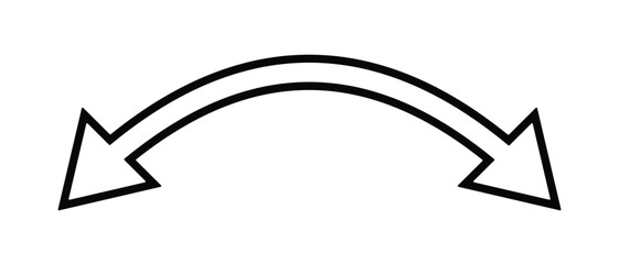 Dual sided arrow Vector.  Semicircular curved wide short double ended arrow. Vector illustration. Dual semi circle arrow.  