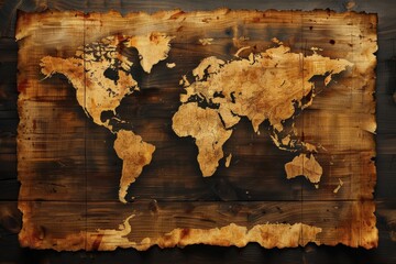 A map of the world is spread out on a table,generative ai image