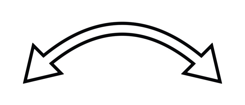 Dual sided arrow Vector.  Semicircular curved wide short double ended arrow. Vector illustration. Dual semi circle arrow.  