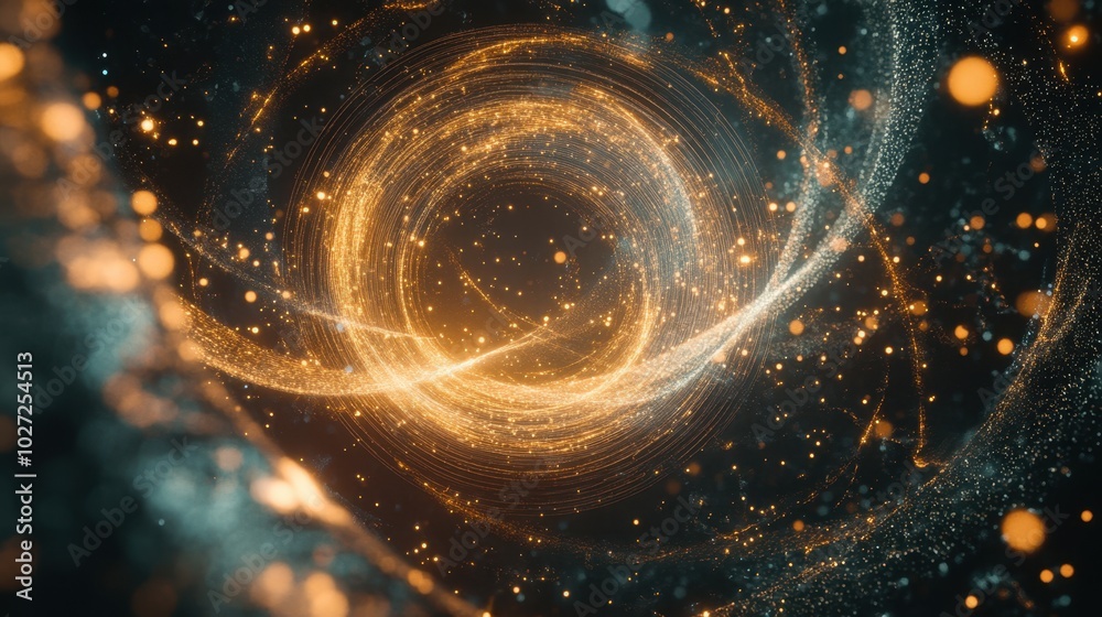 Canvas Prints enigmatic cosmic swirl with golden particles in space