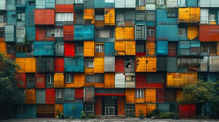Colorful Urban Architecture: A Geometric Facade