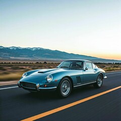 Classic sports car, green vintage