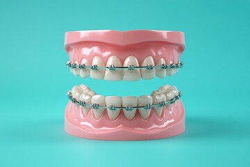 Obraz premium Modern model of teeth with dental braces