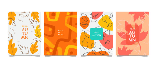 hello autumn poster template set for social media, Instagram, banners