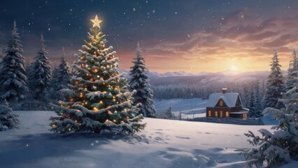 Fototapeta premium marry Christmas festive winter scene