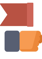 Cartoon vector illustration of a hand holding a red flag symbolizing marketing or business goal achievement