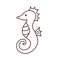 Vector seahorse outline icon, illustration of cartoon seahorse in line art style, hand drawing coloring book isolated on white background