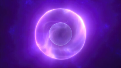A glowing ethereal purple sphere with a soft flowing core floating against a dark mysterious background of energy mysticism, or abstract digital themes