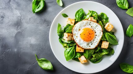Fresh Spinach Salad with Egg and Cheese Cubes