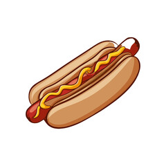 Classic Hot Dog with Mustard and Relish Vector Illustration