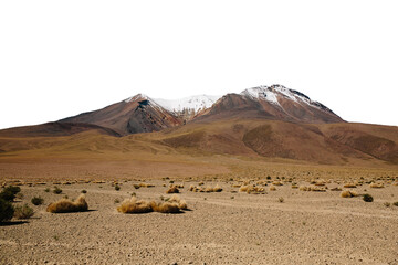 Panoramic desert landscapes with detailed rocky formations isolated transparent PNG background,...