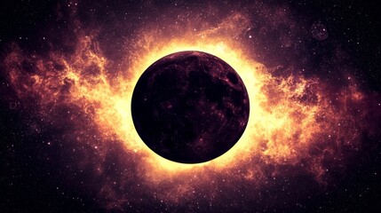 Fototapeta premium Radiant Solar Eclipse in the Cosmic Abyss