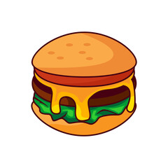 Vector illustration of a Hamburger, a typical United States food