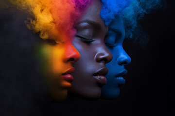 Vibrant and Diverse Young Adults Portrait Series Featuring Colorful Makeup, Fashion Styles, and Authentic Cultural Expressions, Inclusion Diverse People