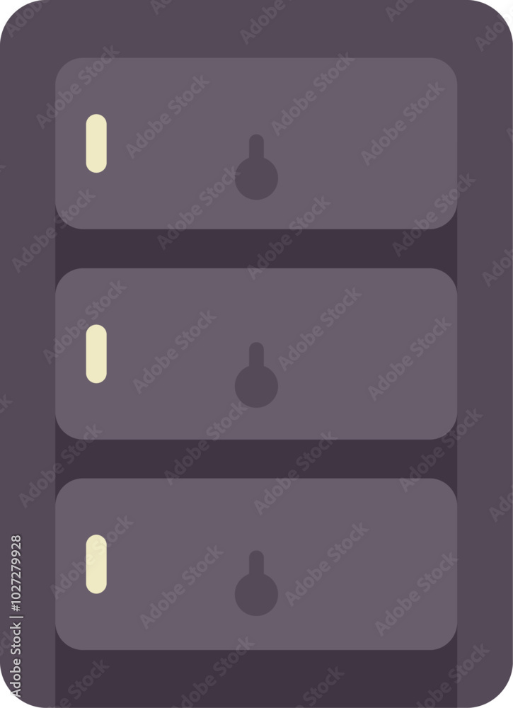 Poster this flat icon features a server rack, symbolizing data storage and processing in cloud computing
