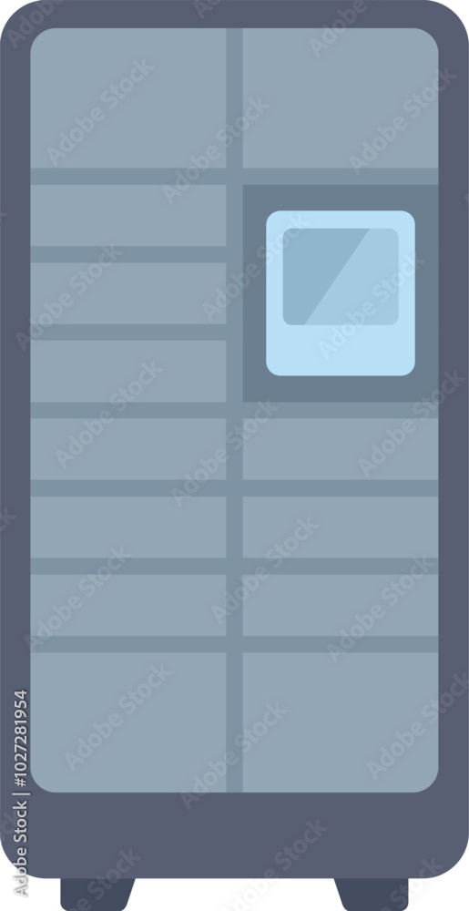 Poster server rack tower standing with multiple slots for data storage and processing, modern data center e
