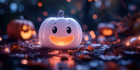 Halloween background, cartoon minimalist environment, tiny cute 3D style