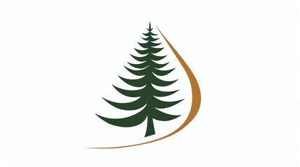 Obraz premium Green pine tree with brown arc logo.