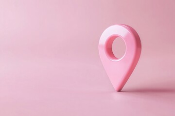 Closeup photo of map pin on pink background