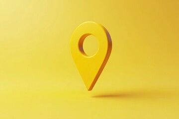 Closeup photo of map pin on yellow background