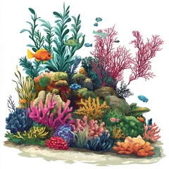 Fotobehang Tranquil Underwater Landscapes: Visual Art Representing the Balance of Ocean Life and Ecology   © Zabolotna_Art
