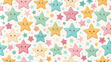 Obraz premium Adorable seamless vector pattern featuring cute stars, perfect for enhancing creative projects and backgrounds with a whimsical touch and charming visual appeal.