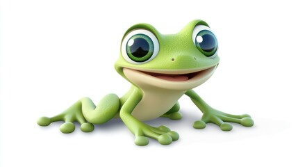 Obraz premium A 3D Rendered Cartoon Frog with a Big Smile