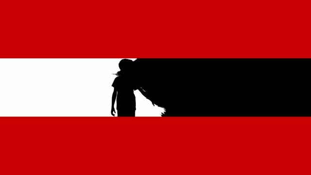 Reveal of a Boy and Girl Holding Hands on an Austrian Flag