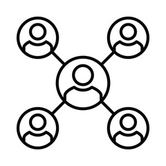 Vector illustration of people connected in a network, representing teamwork, social connections, or collaboration. Editable stroke.