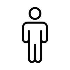 Vector icon of a person standing, representing simplicity, individuality, or a general user figure. Editable stroke.