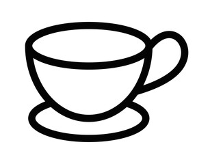 Simple line icon of a tea cup, ideal for representing beverages, cafes, or relaxation. Editable stroke.