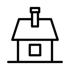 Simple line icon of a house with a door and window, representing home, building, or real estate. Editable stroke.
